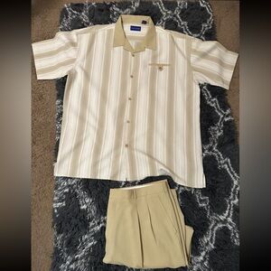 Tony Blake Striped Cream Button-Up & Pants Set